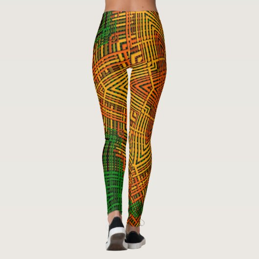 Weave Mandala Yellow Oranje en Green Leggings (Achterkant)