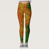 Weave Mandala Yellow Oranje en Green Leggings (Voorkant)