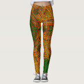 Weave Mandala Yellow Oranje en Green Leggings (Voorkant)