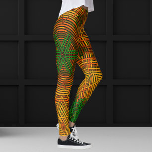 Weave Mandala Yellow Oranje en Green Leggings