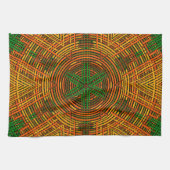 Weave Mandala Yellow Oranje en Green Theedoek (Horizontaal)