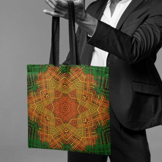 Weave Mandala Yellow Oranje en Green Tote Bag