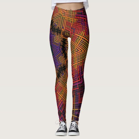Weave Mandala Yellow Oranje en Paars Leggings (Voorkant)