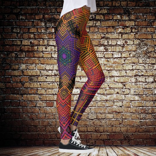 Weave Mandala Yellow Oranje en Paars Leggings
