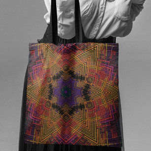 Weave Mandala Yellow Oranje en Paars Tote Bag