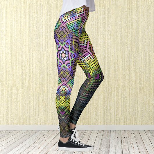 Weave Mandala Yellow Pink en Green Leggings