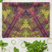 Weave Mandala Yellow Pink en Paars Theedoek (Gevouwen)