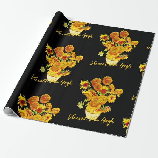 Weave-patroon van zonnebloemen door Vincent van Go Cadeaupapier (Uitgerold)