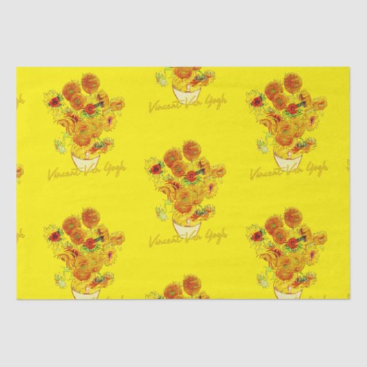 Weave-patroon van zonnebloemen door Vincent van Go Tissuepapier (Voorkant)