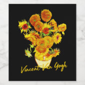 Weave-patroon van zonnebloemen door Vincent van Go Wijn Etiket (Enkel label)