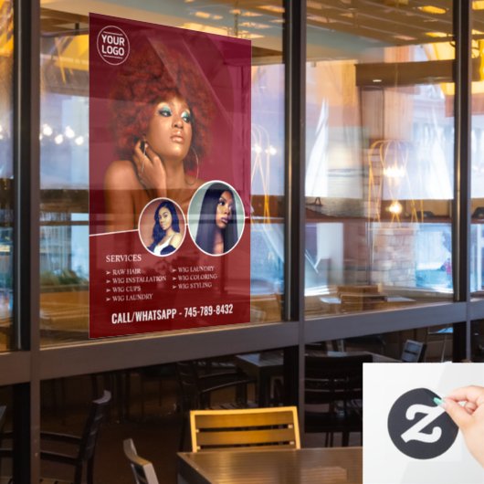 Weave Wig Salon Services Ramenstickers Raamsticker (Restaurant Raam)