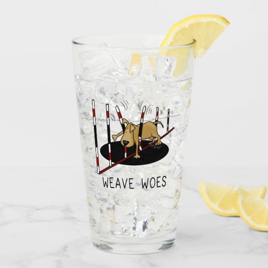 Weave Woes - behendige, grappige geplaveide honden Glas (Achterkant ijs)