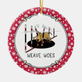 Weave Woes - behendige, grappige geplaveide honden Keramisch Ornament (Voorkant)
