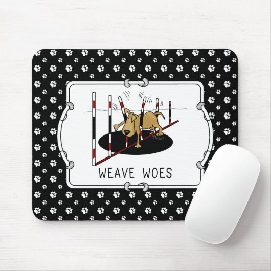 Weave Woes - behendige, grappige geplaveide honden Muismat (Met muis)
