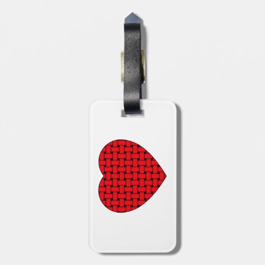 Weaved Red Heart Bagagelabel (Achterkant verticaal)