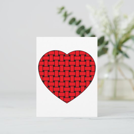 Weaved Red Heart Briefkaart (Staand voorkant)