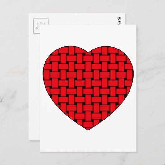 Weaved Red Heart Briefkaart (Voorkant / Achterkant)