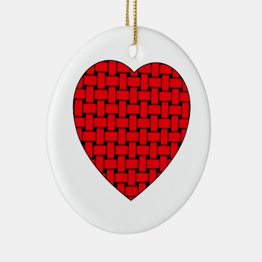 Weaved Red Heart Keramisch Ornament (Rechts)