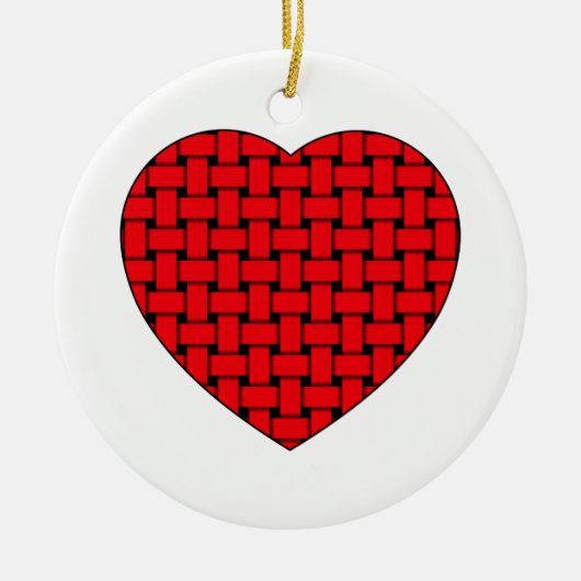 Weaved Red Heart Keramisch Ornament (Voorkant)