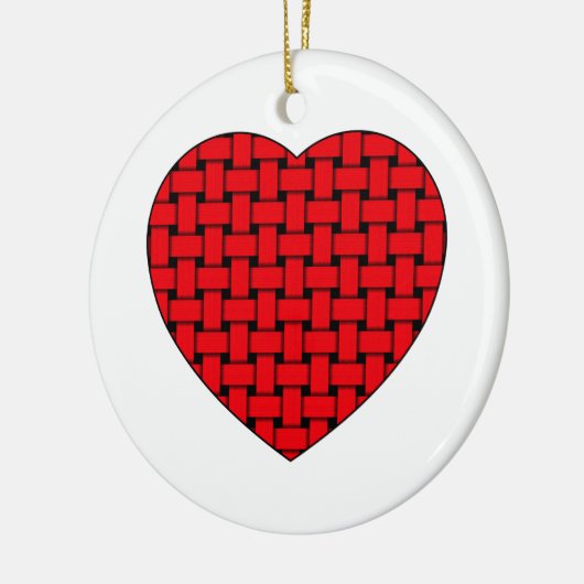 Weaved Red Heart Keramisch Ornament (Links)