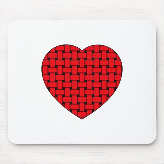 Weaved Red Heart Muismat (Voorkant)