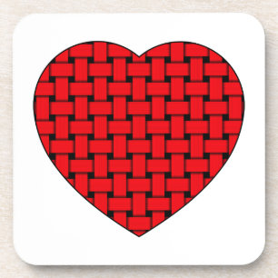 Weaved Red Heart Onderzetter