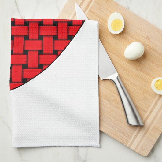 Weaved Red Heart Theedoek (Quarter Fold)