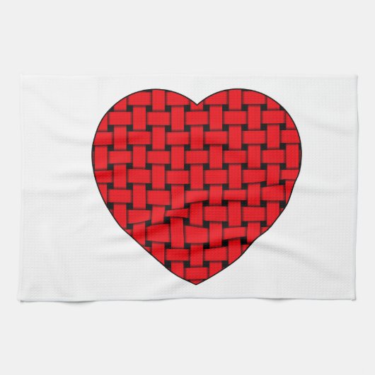 Weaved Red Heart Theedoek (Horizontaal)