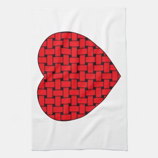 Weaved Red Heart Theedoek (Verticaal)