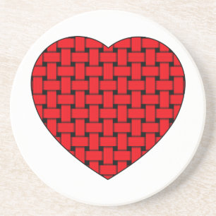 Weaved Red Heart Zandsteen Onderzetter