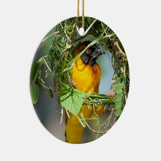 Weaver Bird Building Nest Keramisch Ornament (Rechts)