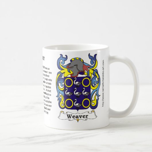 Weaver Family Coat of Arms Stein Koffiemok (Rechts)