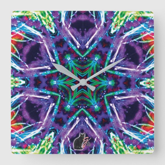 Weaver Kaleidoscoop Vierkante Klok (Voorkant)