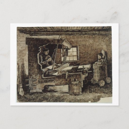 Weaver met Baby in hoge voorzitter Van Gogh Fine A Briefkaart (Voorkant)