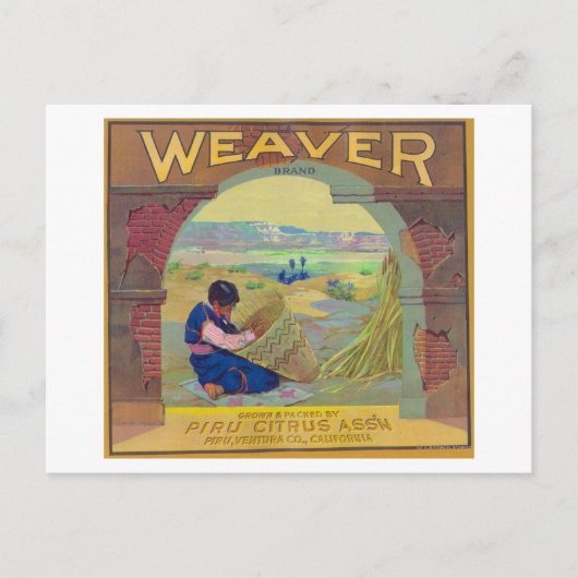 Weaver Oranje LabelPiru, CA Briefkaart (Voorkant)