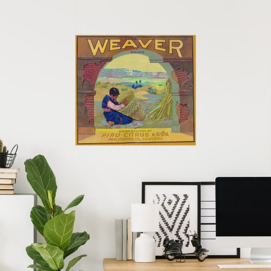 Weaver Oranje LabelPiru, CA Poster (Thuiskantoor)