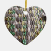 Weaving Heart met kerstversiering voor het weefsel Keramisch Ornament (Voorkant)