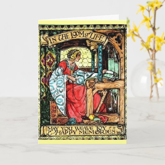 Weaving Woman Kaart (Gele Bloem)