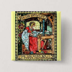 Weaving Woman Vierkante Button 5,1 Cm