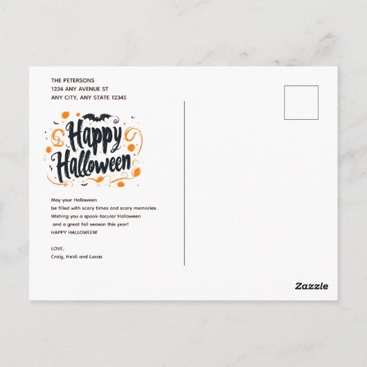 web | Bats Halloween | Happy Holiday Briefkaart (Achterkant)