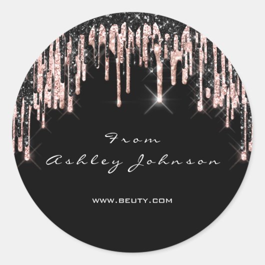 Web Beauty Roos Black Drips Dank de 16de Bride Ronde Sticker (Voorkant)