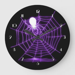Web Black & Paarse Halloween Spider Grote Klok