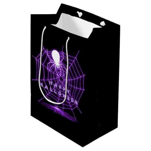Web Black & Paarse Halloween Spider Medium Cadeauzakje (Voorkant Gekanteld)