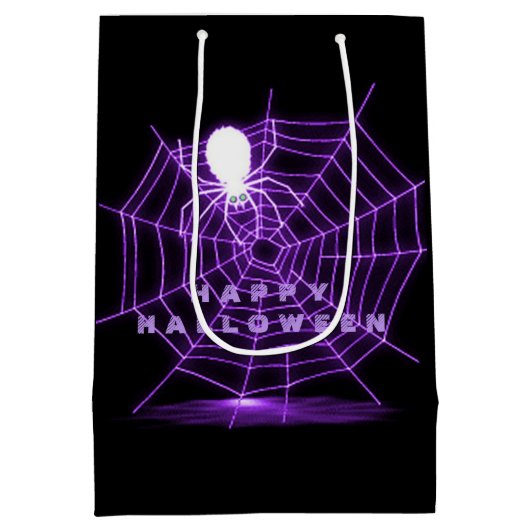 Web Black & Paarse Halloween Spider Medium Cadeauzakje (Achterkant)