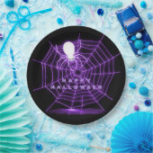 Web Black & Paarse Halloween Spider Papieren Bordje (Feest)