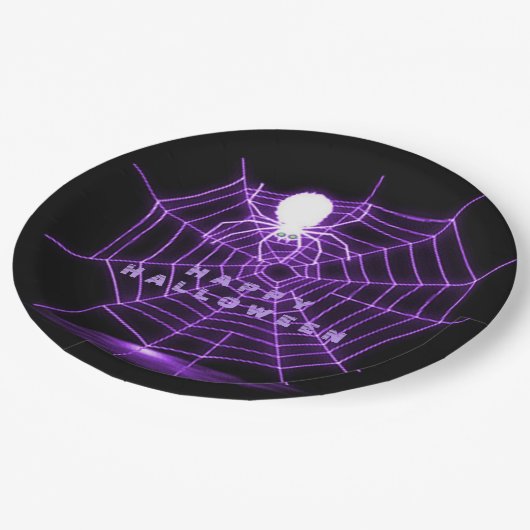 Web Black & Paarse Halloween Spider Papieren Bordje (Gekanteld)