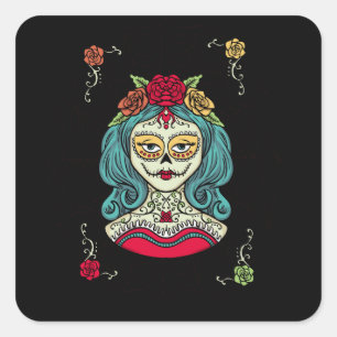 Web Catrina Día de Muertos Vierkante Sticker