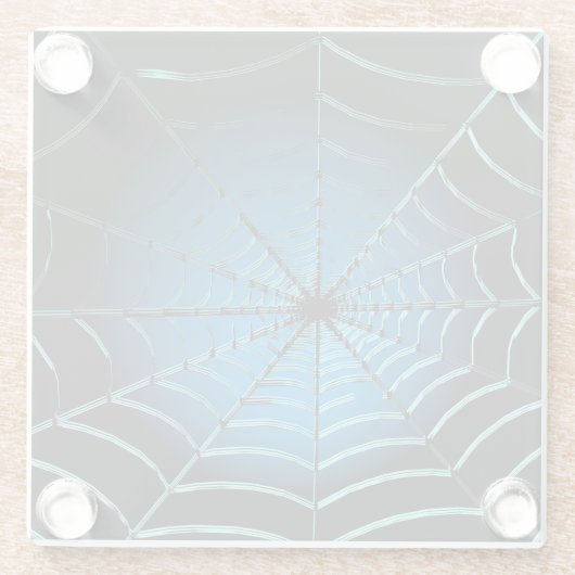 Web Cool Blue Spider Glazen Onderzetter (Achterkant)
