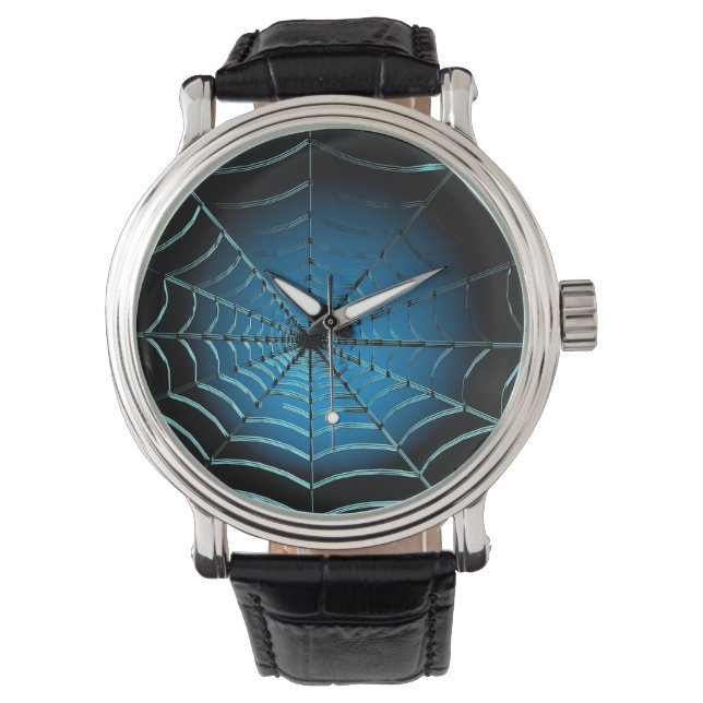 Web Cool Blue Spider Horloge (Voorkant)