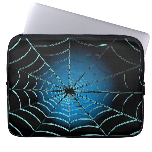 Web Cool Blue Spider Laptop Sleeve (Voorkant)